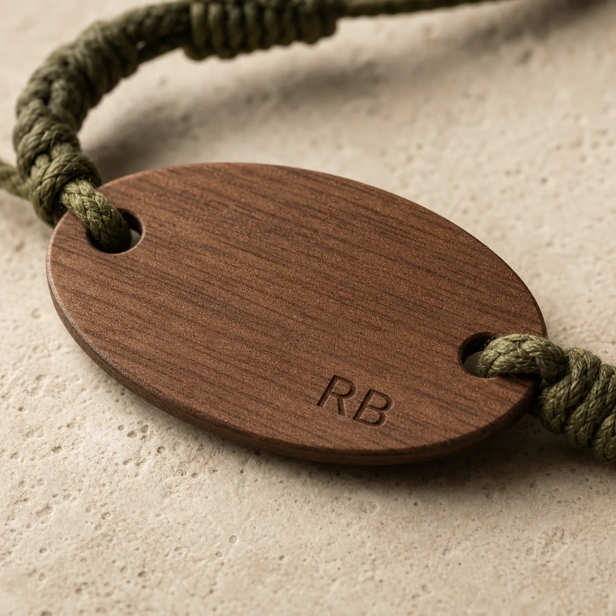Wooden RFID wristbands — surface and construction detail
